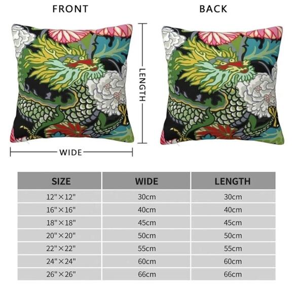 Pillow Covers Throw Decor 18X18 Only Japanese Dragon Set 2  Asian Chinese - Picture 6 of 10